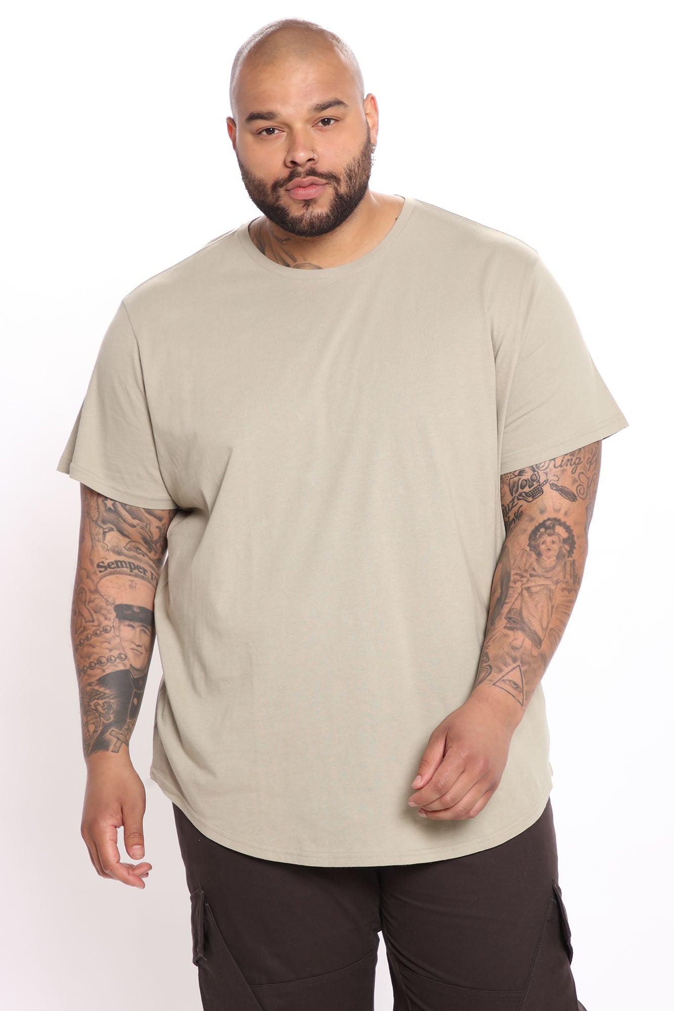 Essential Short Sleeve Scallop Crew Tee - Tan image 2
