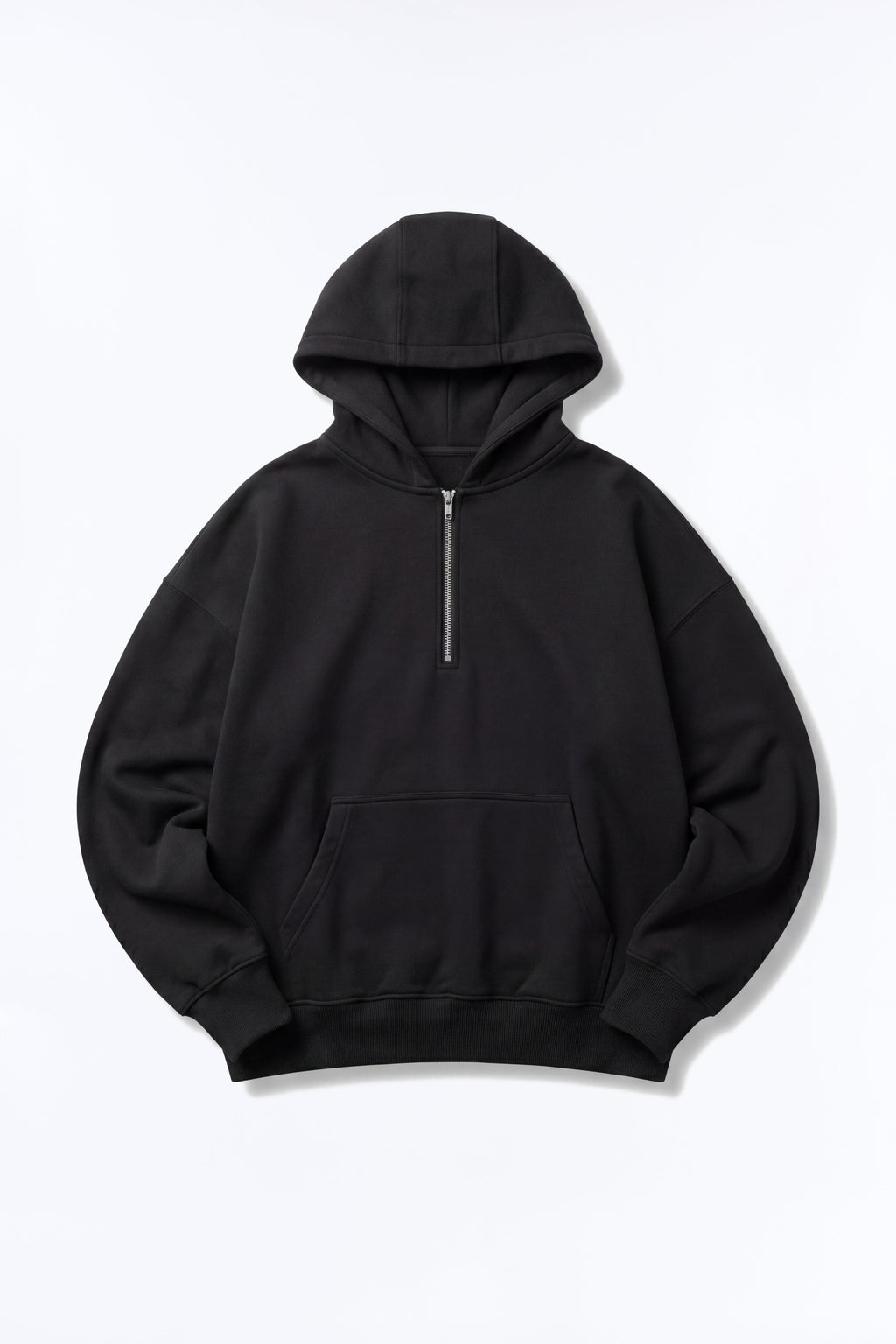 Tyson Oversized Heavyweight Quarter Zip Hoodie - Black image 1