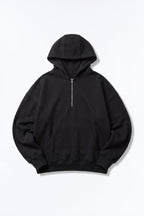 Tyson Oversized Heavyweight Quarter Zip Hoodie - Black image 1