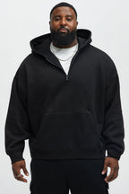 Tyson Oversized Heavyweight Quarter Zip Hoodie - Black image 3