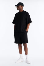 Textured Oversized Short Sleeve Fleece Tee - Black image 2