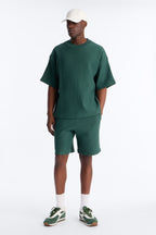 Textured Oversized Short Sleeve Fleece Tee - Hunter Green image 2