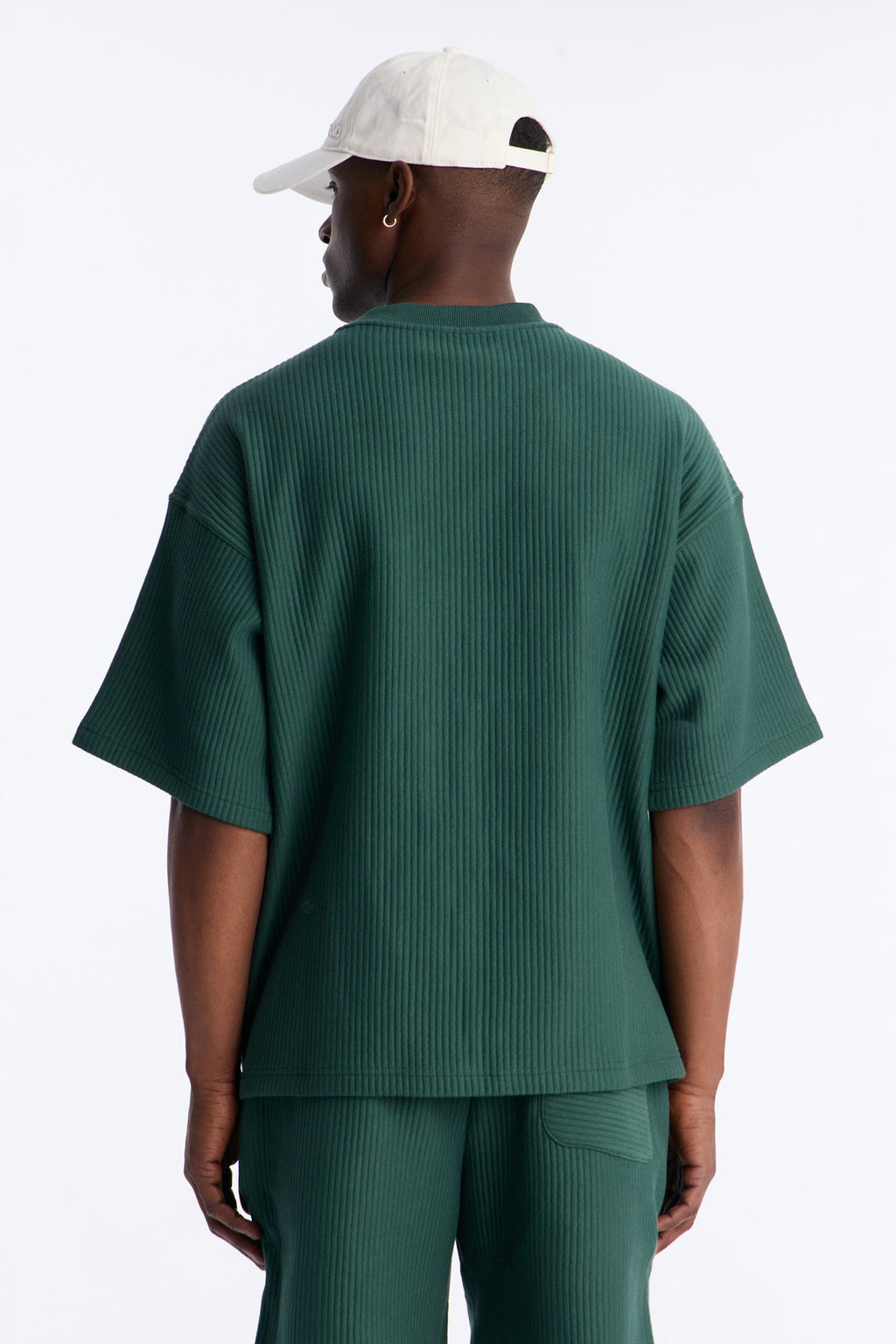 Textured Oversized Short Sleeve Fleece Tee - Hunter Green image 4