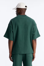 Textured Oversized Short Sleeve Fleece Tee - Hunter Green image 4