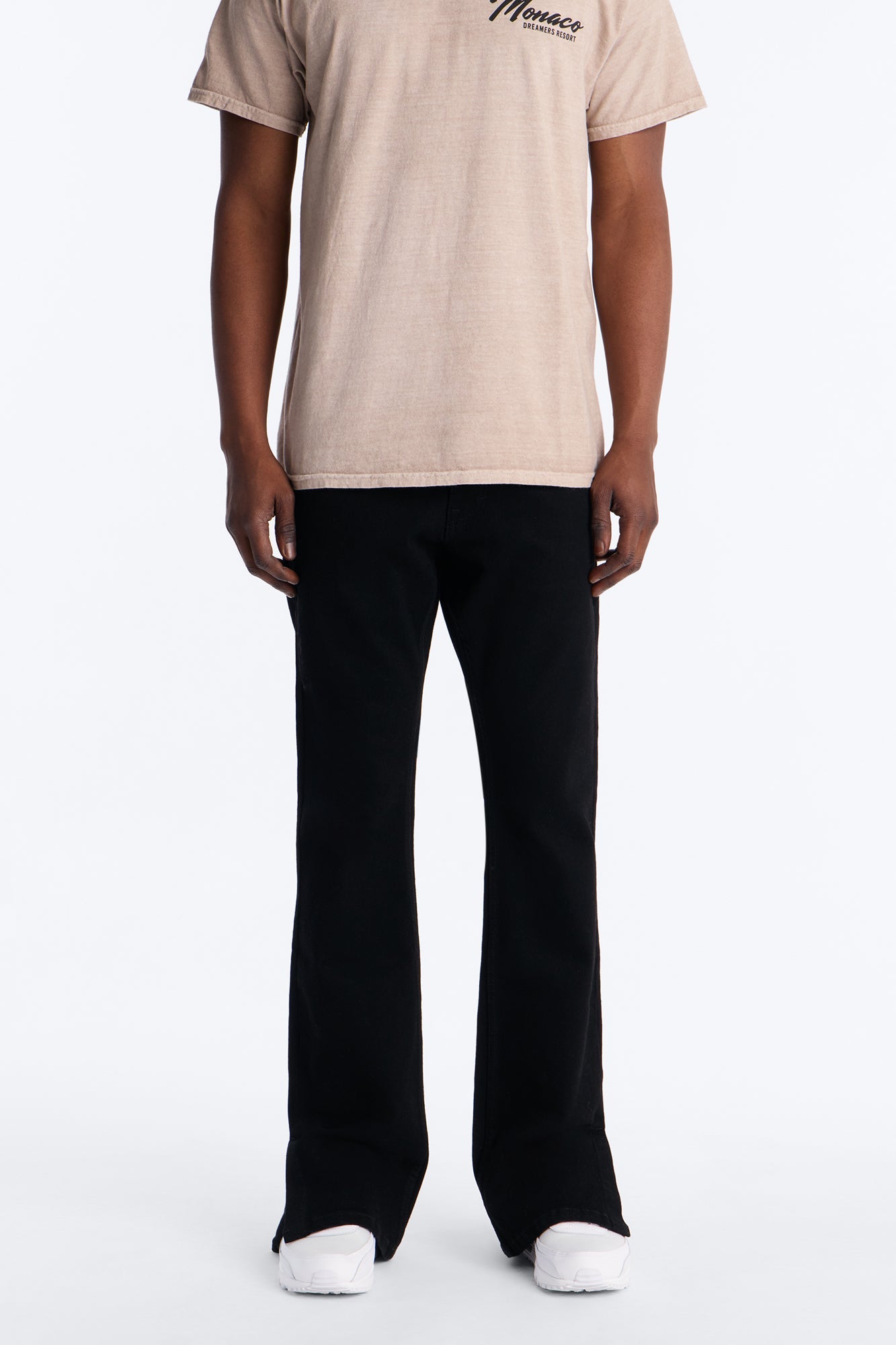 Upstanding Slit Stacked Slim Flare Jeans - Black image 1
