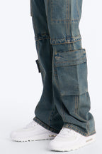 Stacked Slim Flare Utility Moto Cargo Jean - Dark Wash image 4