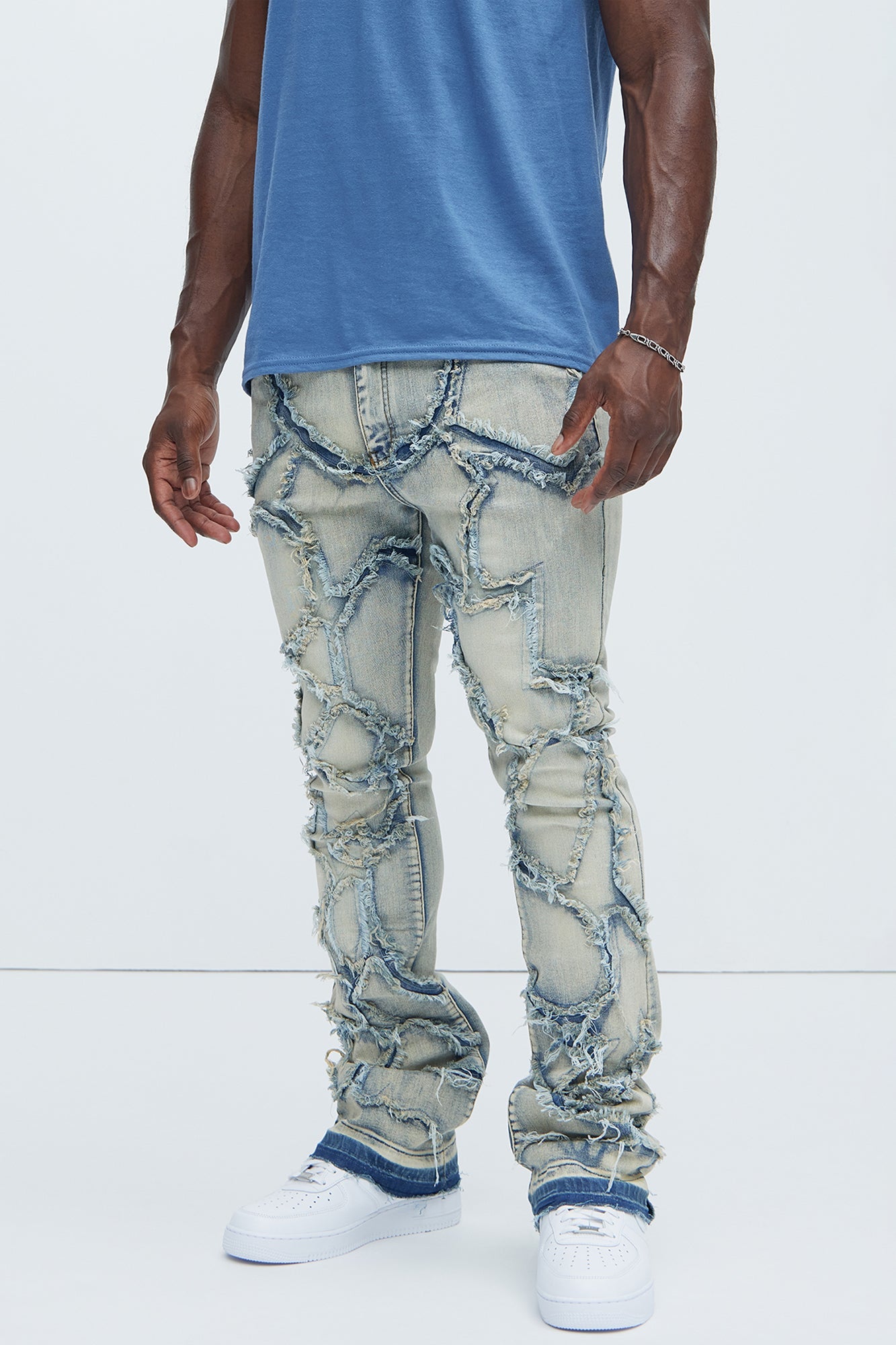 Fray All Ways Stacked Skinny Flare Jeans - Light Blue image 2
