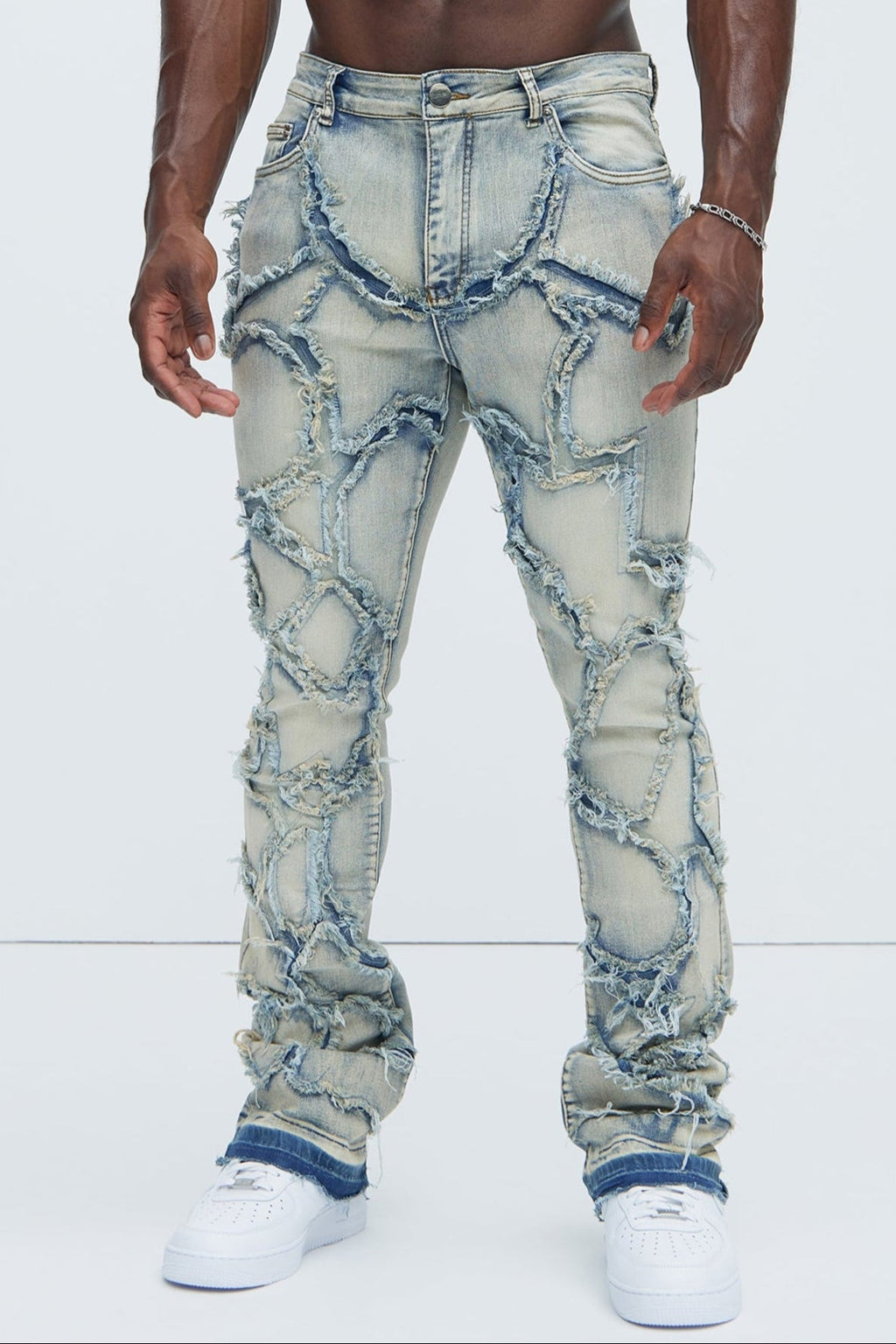 Fray All Ways Stacked Skinny Flare Jeans - Light Blue image 1