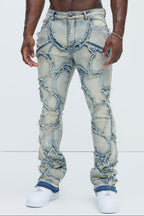 Fray All Ways Stacked Skinny Flare Jeans - Light Blue image 1