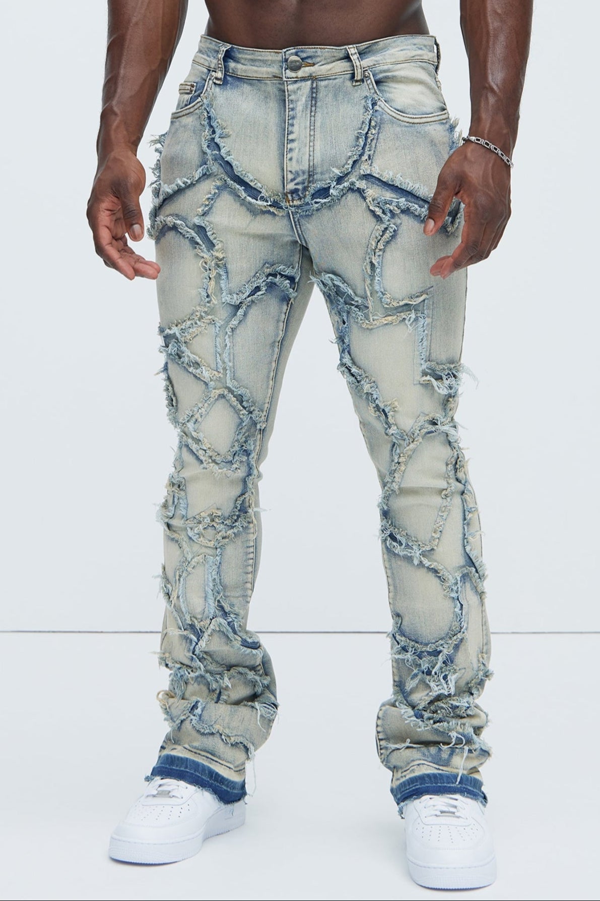 Fray All Ways Stacked Skinny Flare Jeans - Light Blue image 1