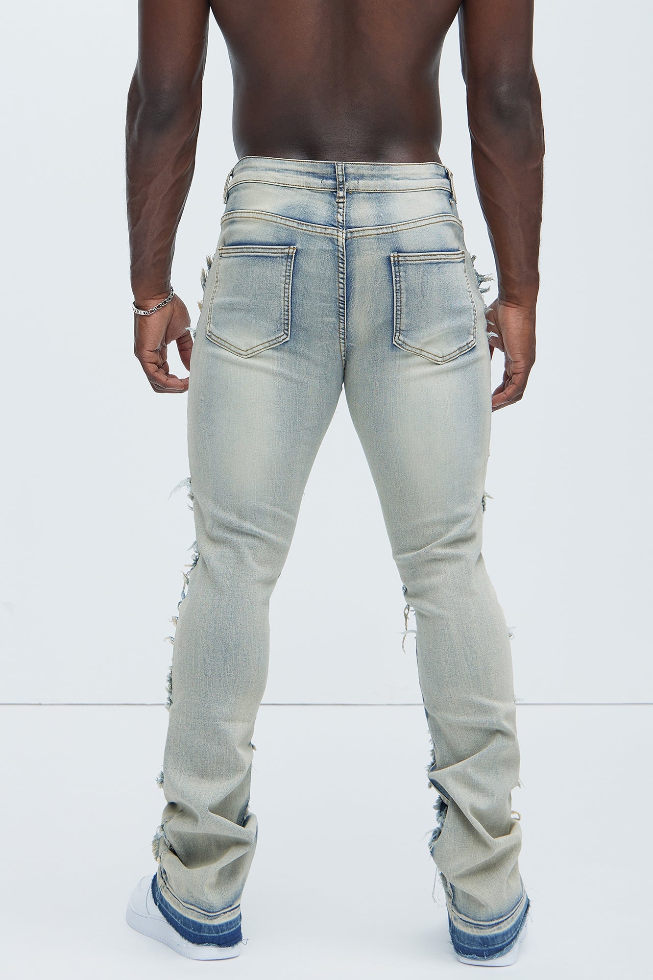 Fray All Ways Stacked Skinny Flare Jeans - Light Blue image 4