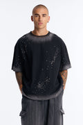 Stardust Dissolved Wash Rhinestone Tee - Black Wash image 1