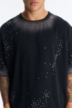 Stardust Dissolved Wash Rhinestone Tee - Black Wash image 3
