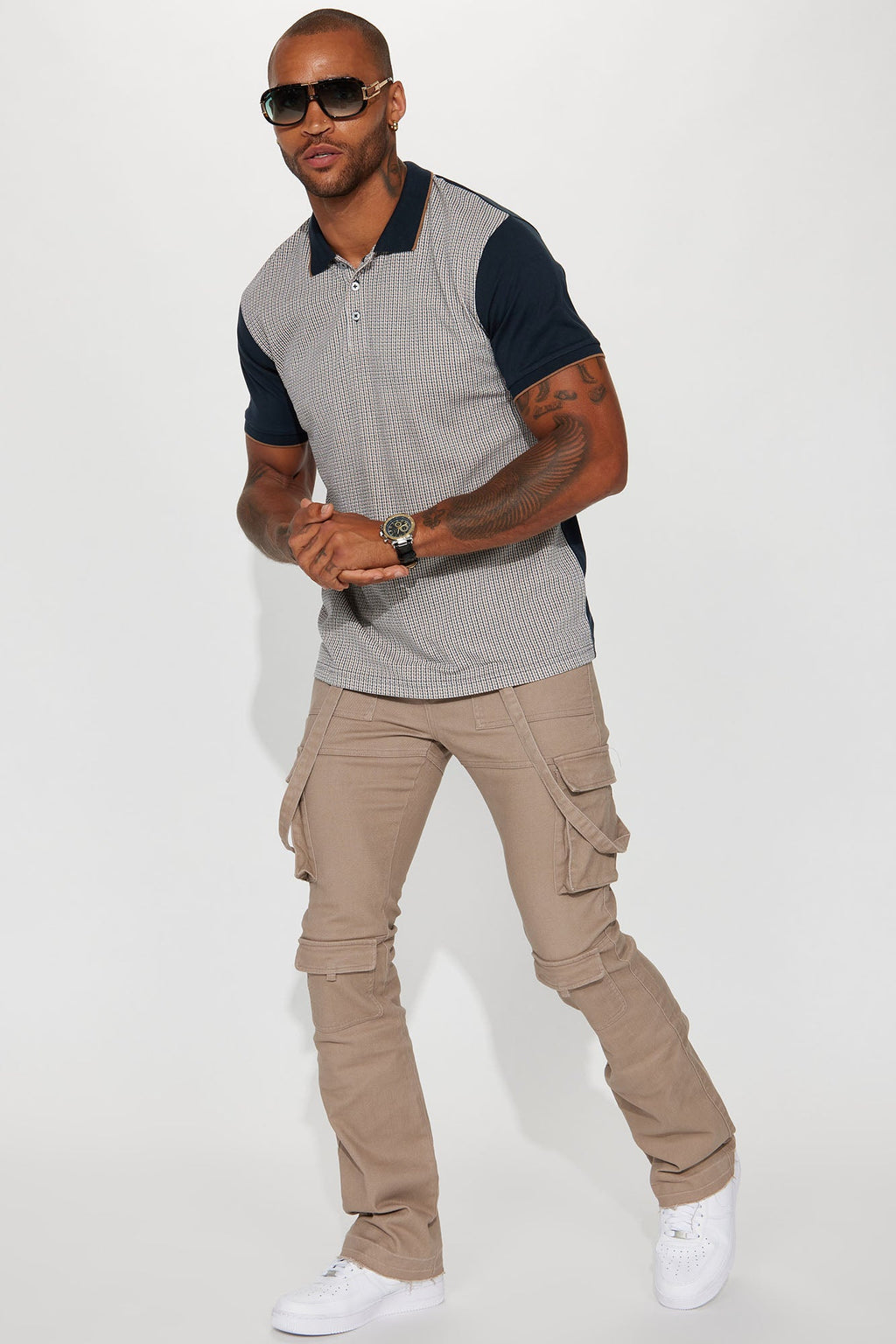 Strapped In Cargo Stacked Skinny Flare Jeans - Taupe image 3