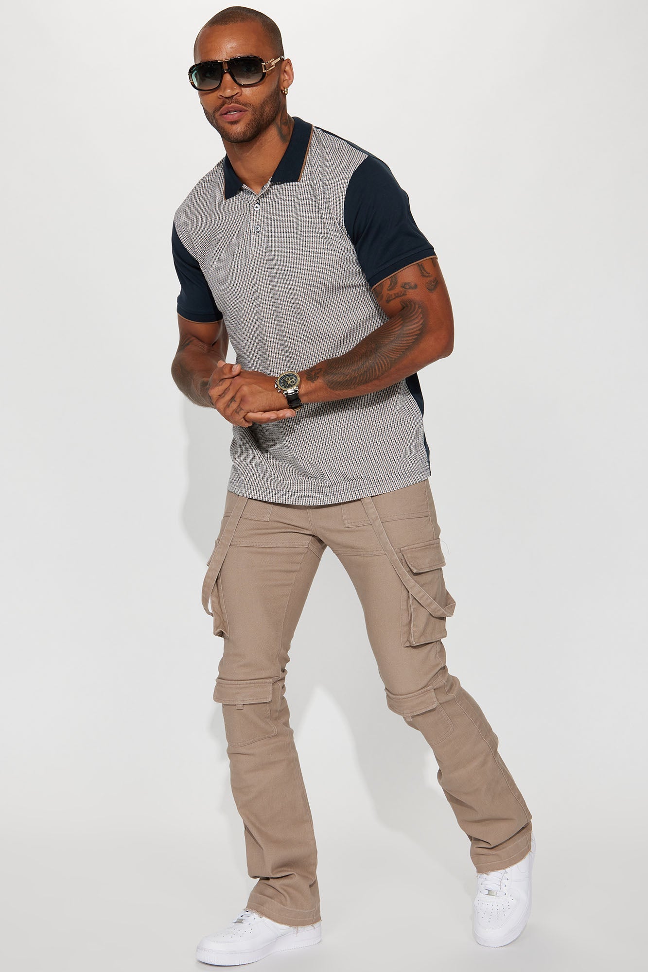 Strapped In Cargo Stacked Skinny Flare Jeans - Taupe image 3