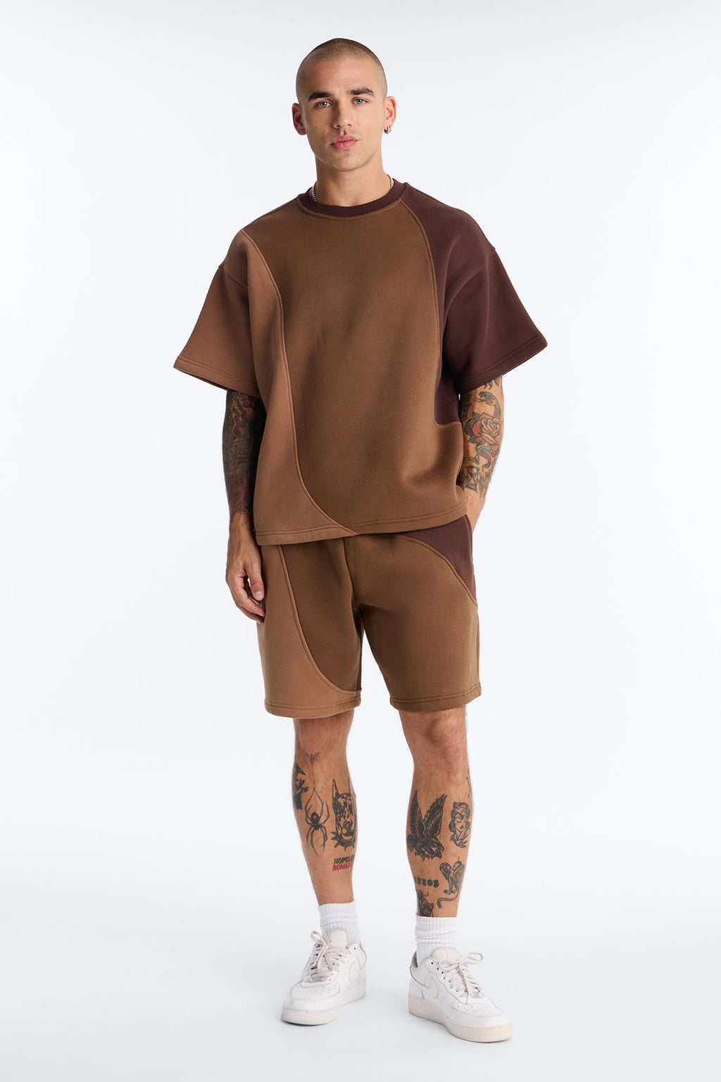 Oversized Neapolitan Paneled Sweatshirt - Brown/combo image 2