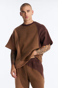 Oversized Neapolitan Paneled Sweatshirt - Brown/combo image 1