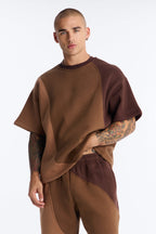 Oversized Neapolitan Paneled Sweatshirt - Brown/combo image 1