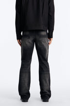 Stacked Slim Flare Looking Out Distressed Grommet Jean - Black Wash image 4