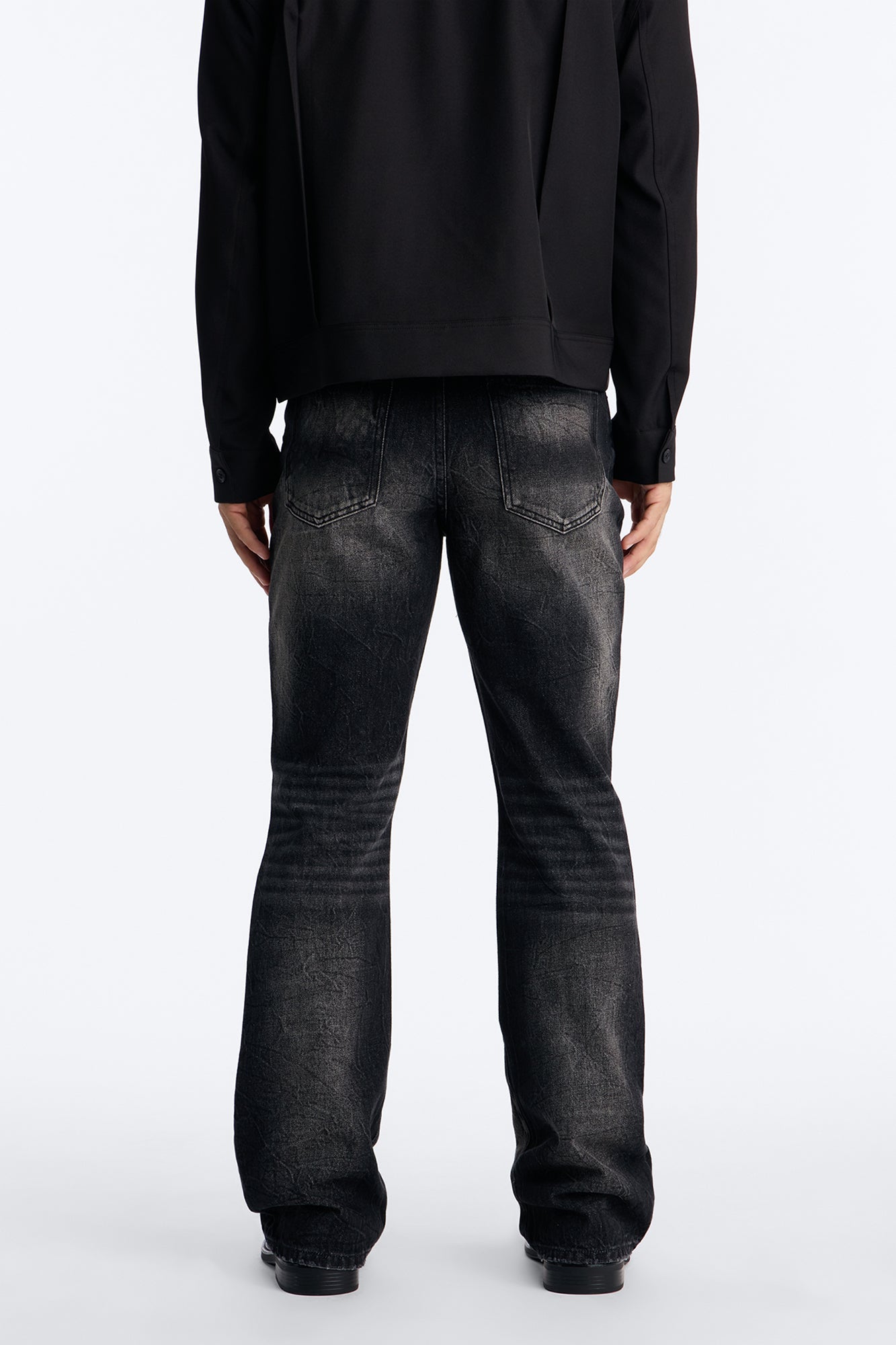Stacked Slim Flare Looking Out Distressed Grommet Jean - Black Wash image 4