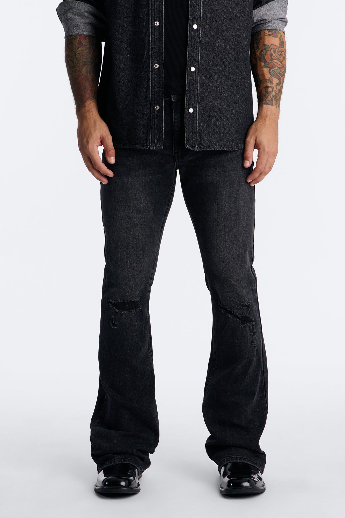 Dreamy Stacked Skinny Flare Jeans - Black Wash image 1