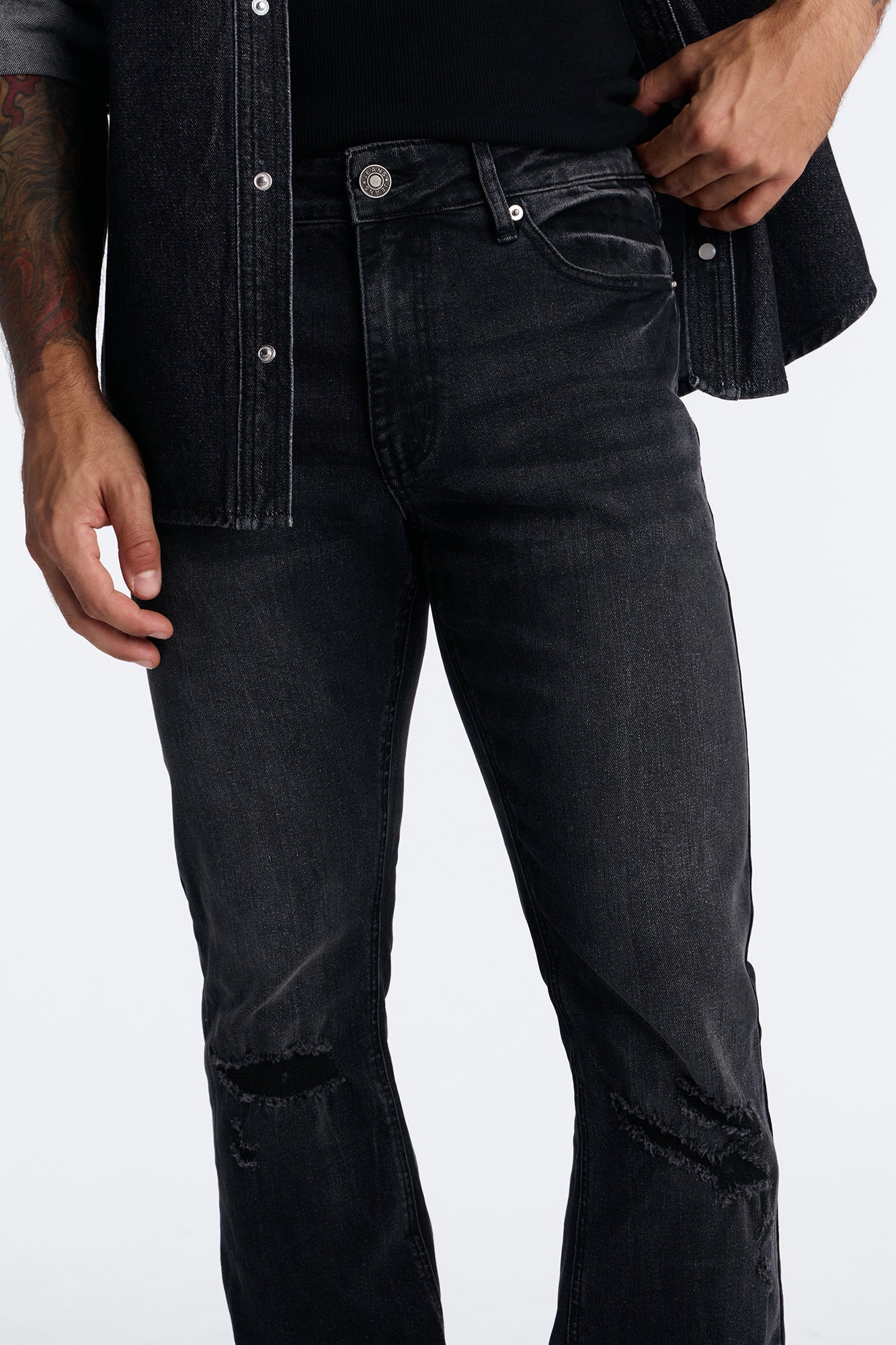 Dreamy Stacked Skinny Flare Jeans - Black Wash image 3