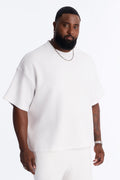 Textured Oversized Short Sleeve Fleece Tee - Cream image 1