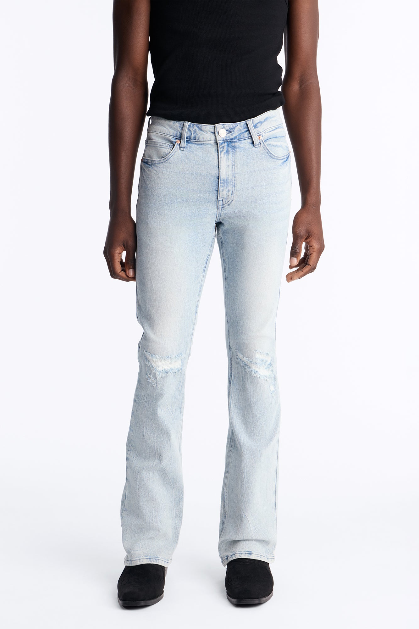 Dreamy Stacked Skinny Flare Jeans - Light Blue Wash image 1