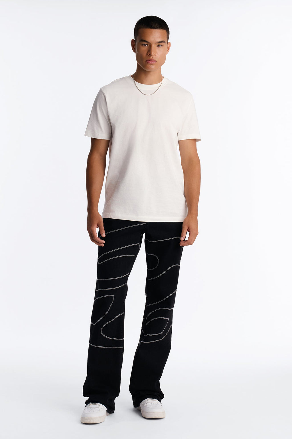 Lasso Embroidered Stacked Slim Flare Jeans - Black image 2