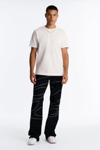 Lasso Embroidered Stacked Slim Flare Jeans - Black image 2