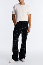 Lasso Embroidered Stacked Slim Flare Jeans - Black image 1