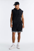 Classic Terry Cloth Sleeveless Hoodie - Black image 2