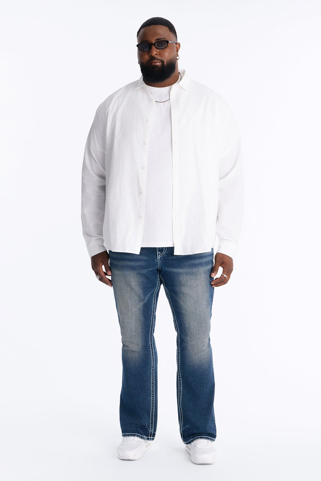 Heavy Stitch Back Flap Stacked Slim Flare Jean - Dark Wash image 2