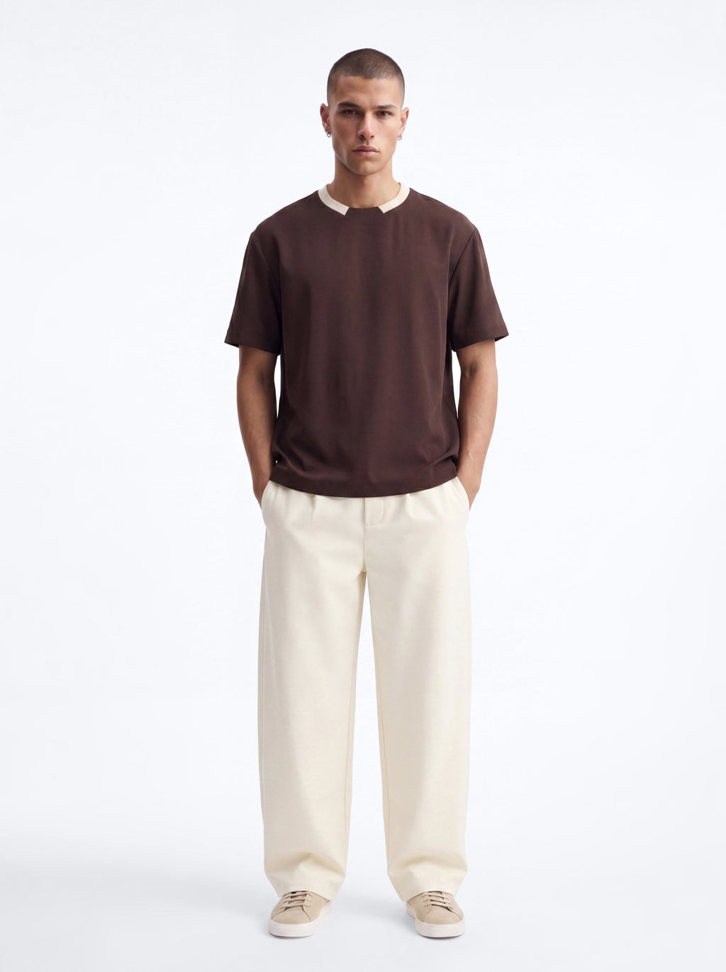 Classic Essentialist Contrast Tee - Brown/combo image 2
