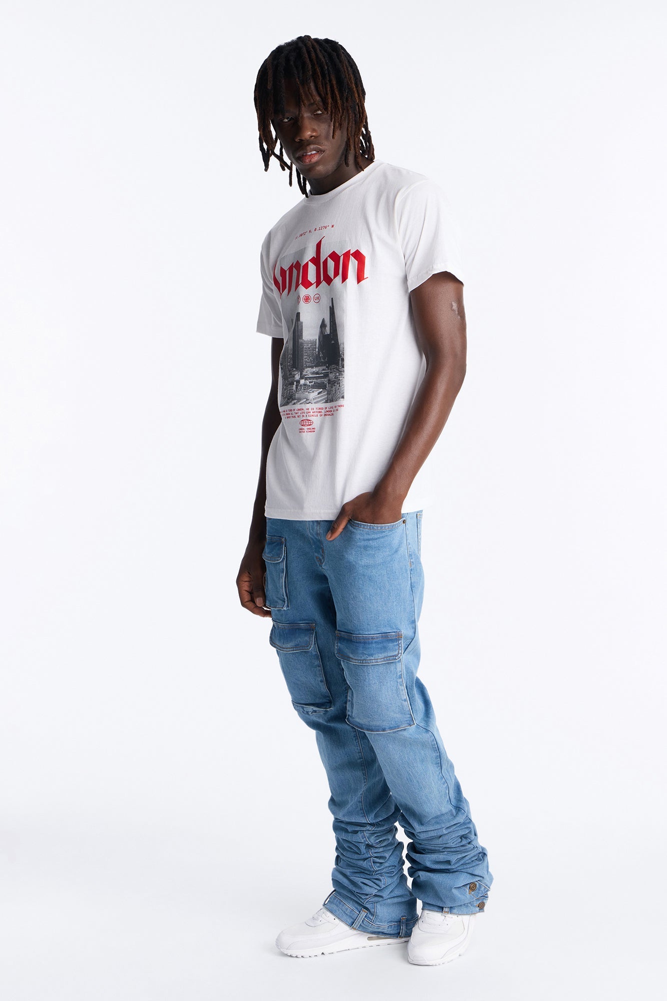 Ultra Stacked Skinny Cargo Jean - Medium Blue Wash image 2