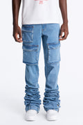Ultra Stacked Skinny Cargo Jean - Medium Blue Wash image 1