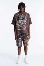 Heavenly Hustle Patch Oversized French Terry Tee - Brown image 2