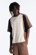 Basic Color Block Short Sleeve Tee - Brown/combo image 1