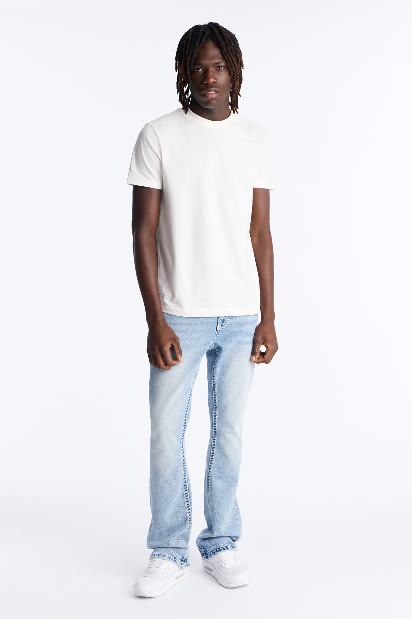 Heavy Stitch Stacked Skinny Flare Jean - Light Blue Wash image 2