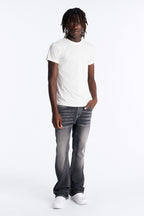 Heavy Stitch Back Flap Stacked Slim Flare Jean - Black Wash image 2