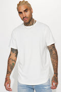 Essential Short Sleeve Scallop Crew Tee - White image 1