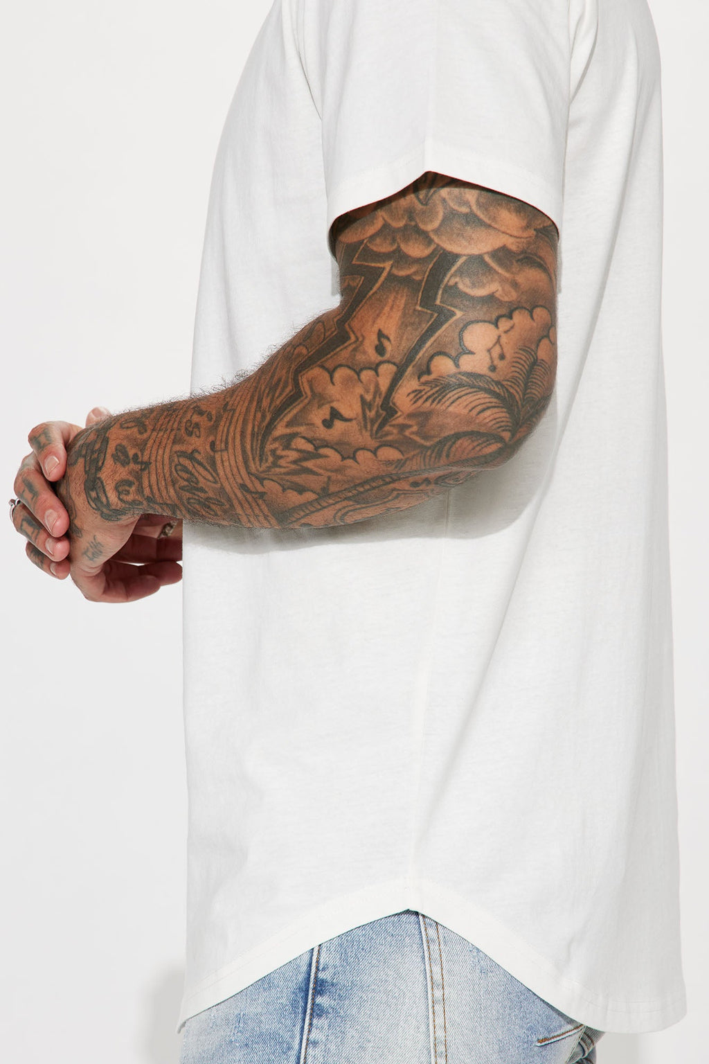Essential Short Sleeve Scallop Crew Tee - White image 3