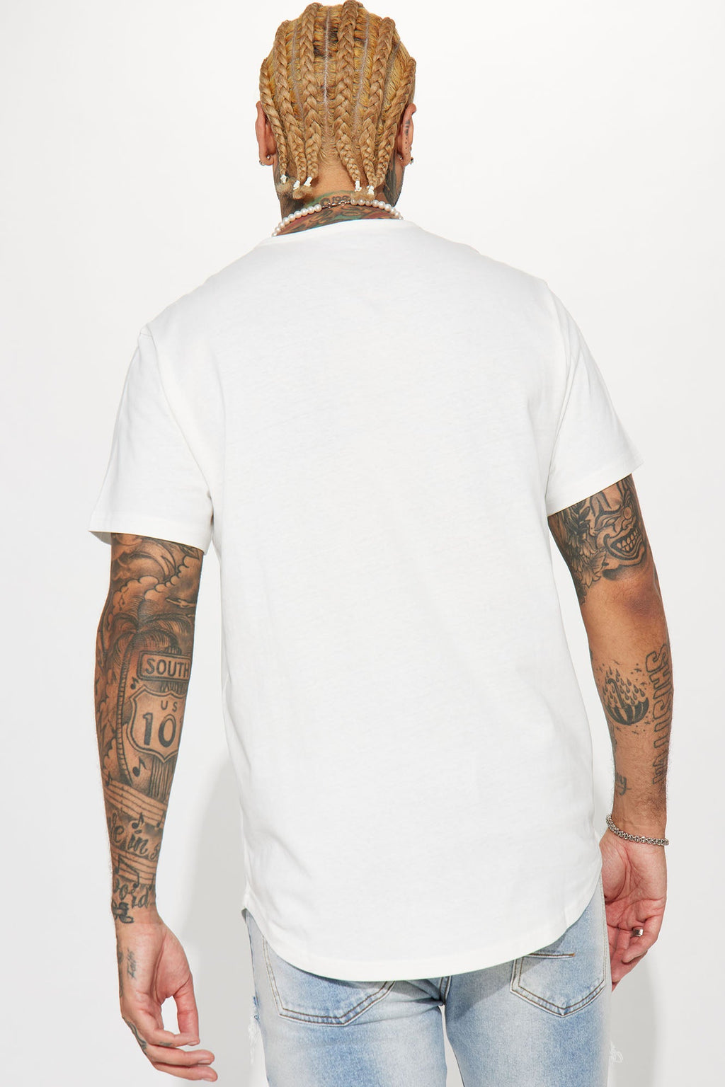 Essential Short Sleeve Scallop Crew Tee - White image 4