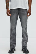 Stacked Slim Flare Stud On The Side Jeans - Black Wash image 1
