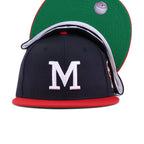 Milwaukee Braves Navy Scarlet 1957 World Series Cooperstown Green Bottom New Era 59Fifty Fitted