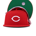 Cincinnati Reds Scarlet 1990 World Series Cooperstown Green Bottom New Era 59Fifty Fitted