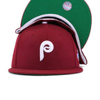 Philadelphia Phillies Cardinal Red 1980 World Series Cooperstown Green Bottom New Era 59Fifty Fitted
