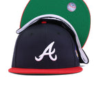 Atlanta Braves Navy Scarlet 1992 World Series Cooperstown Green Bottom New Era 59Fifty Fitted