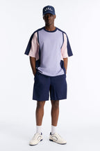 Basic Color Block Short Sleeve Tee - Purple/combo image 2