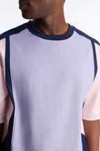 Basic Color Block Short Sleeve Tee - Purple/combo image 3